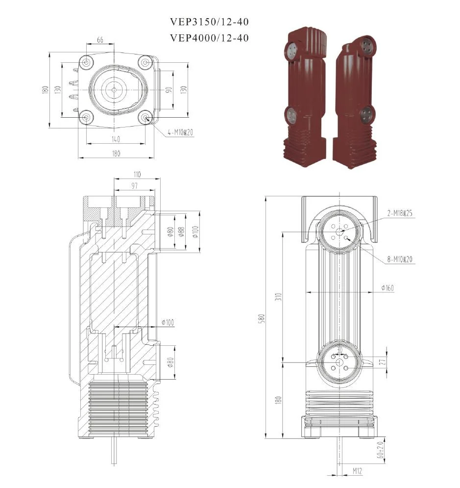 Embedded poles for 12KV circuit breaker VEP368A